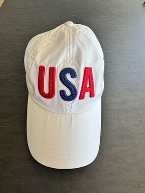 White USA Embroidered Baseball Cap - Patriotic Women's Hat
